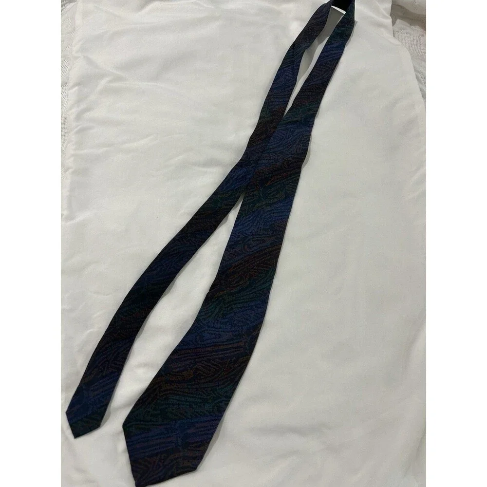 David Lawrence Tie Mens One Size Multi Color Geometric 100% Silk Italy